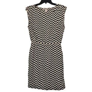 Cream & Black Chevron Print Sleeveless Dress By Forever 21 Contemporary Size S